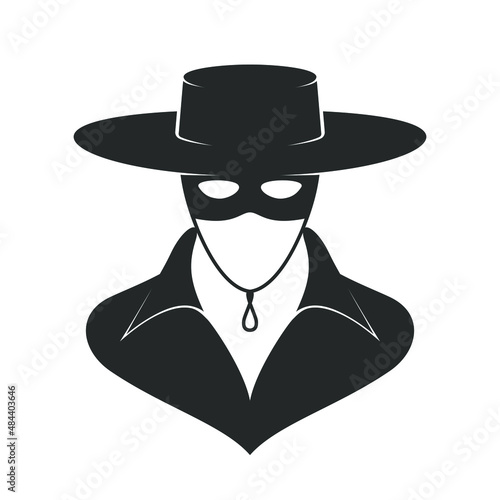 Mask Zorro graphic icon. Mask  unknown sign isolated on white background. Vector illustration photo