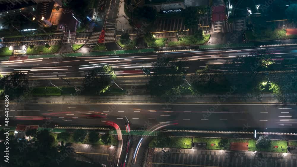 High Angle Shot of Traffic at Night in Jakarta High Angle Shot of Traffic at Night in Jakarta