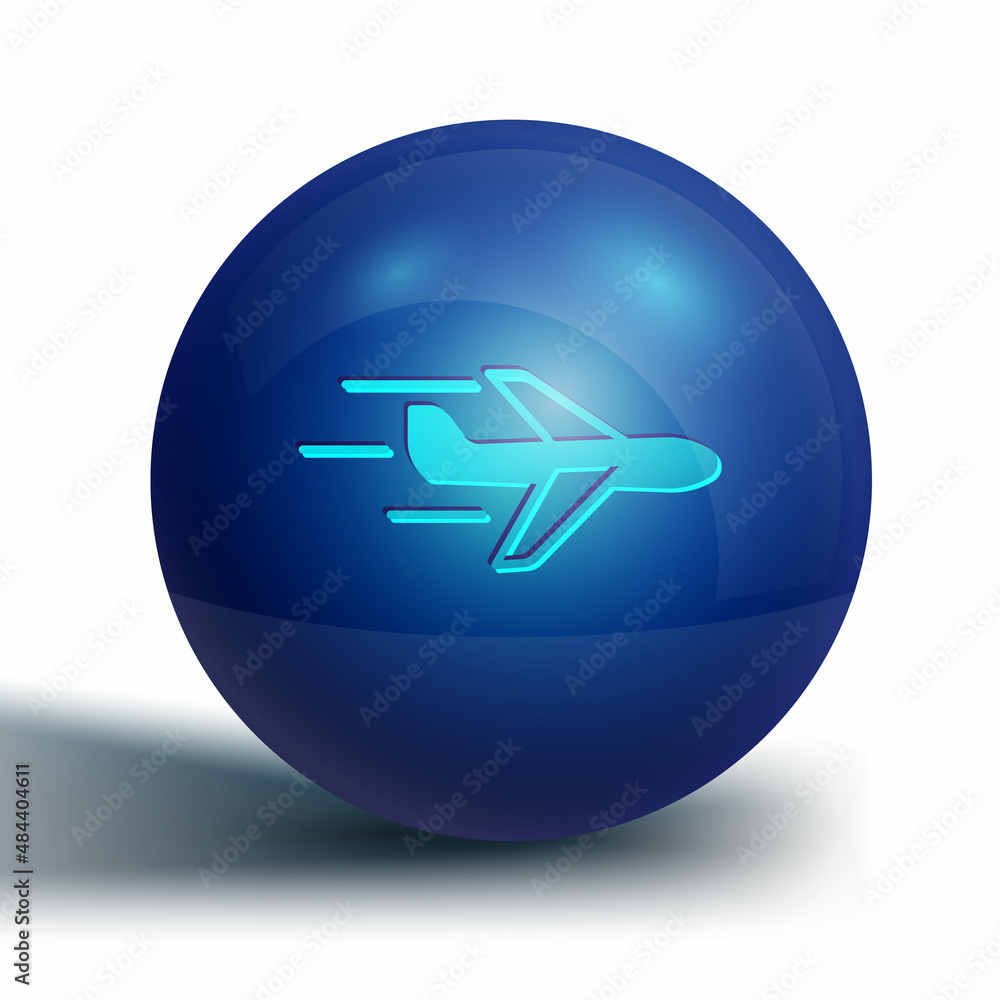 Blue Plane icon isolated on white background. Flying airplane icon. Airliner sign. Blue circle button. Vector Blue Plane icon isolated on white background. Flying airplane icon. Airliner sign. Blue circle button. Vector