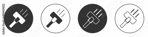 Black Vacuum cleaner icon isolated on white background. Circle button. Vector