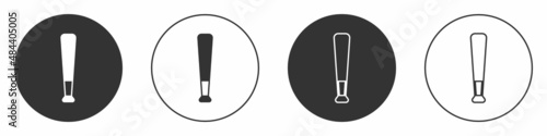 Black Baseball bat icon isolated on white background. Circle button. Vector