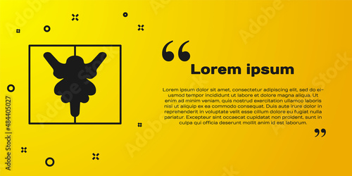 Black Rorschach test icon isolated on yellow background. Psycho diagnostic inkblot test Rorschach. Vector