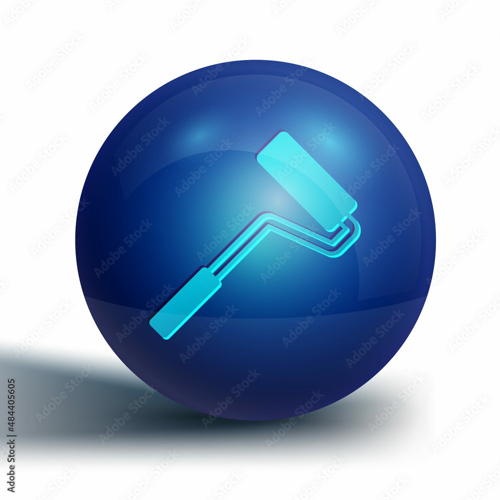 Blue Paint roller brush icon isolated on white background. Blue circle button. Vector Blue Paint roller brush icon isolated on white background. Blue circle button. Vector