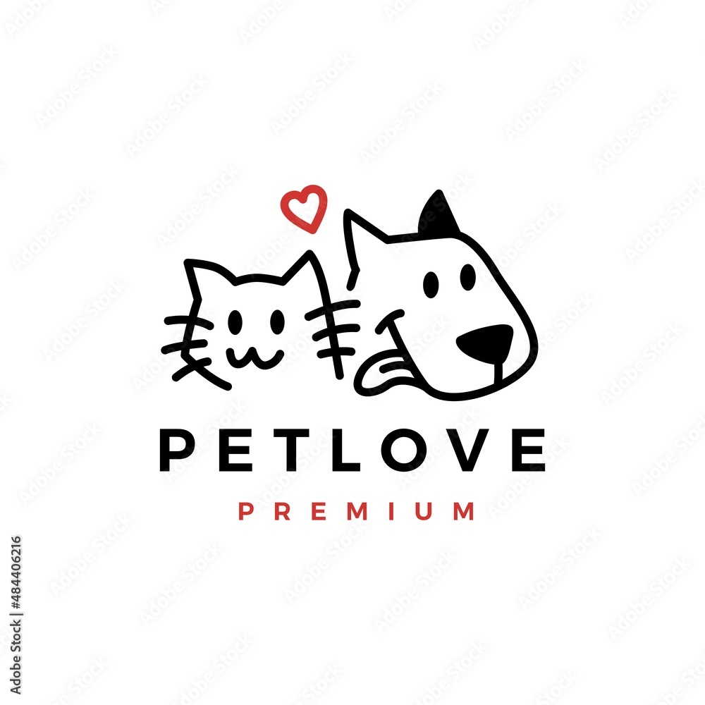 Dog Cat Pet Love Logo Vector Icon Illustration Dog Cat Pet Love Logo Vector Icon Illustration