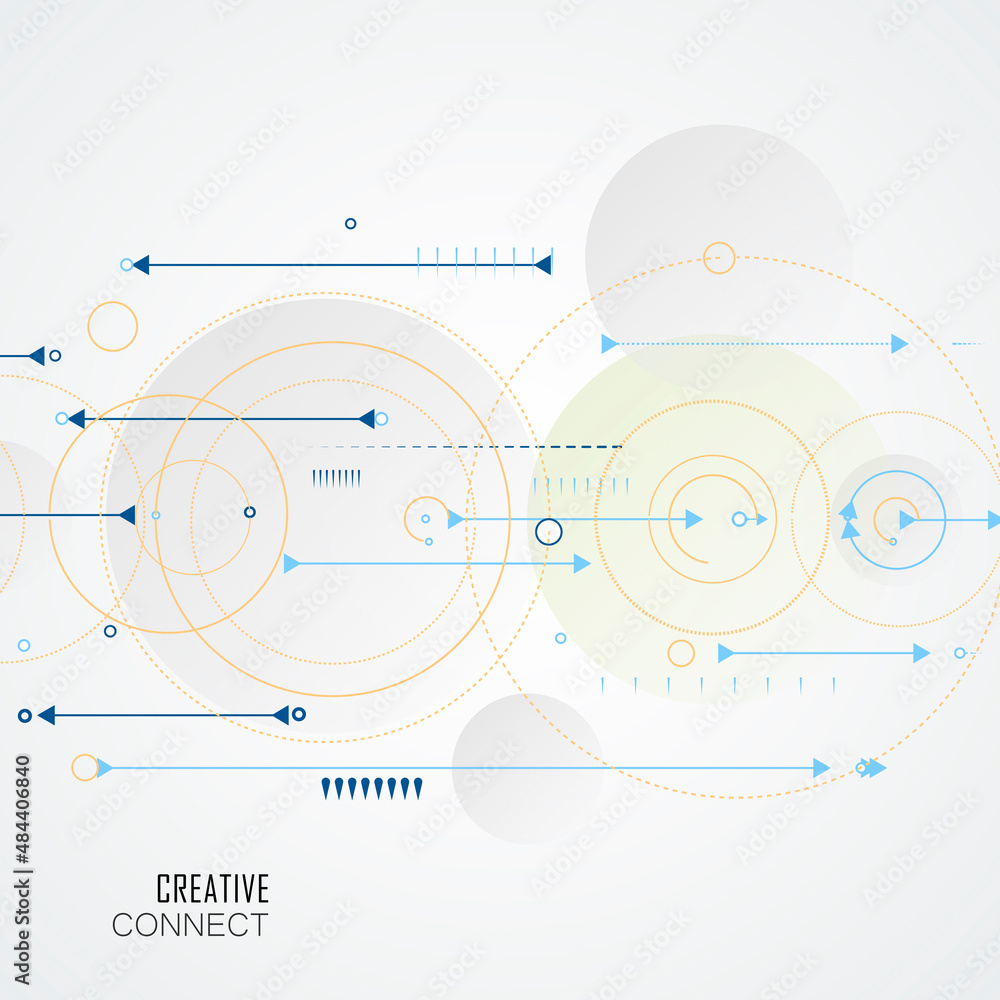Vector circles abstract design connect background. Pattern with dots and lines and arrows. Future digital medical illustration. Geometric abstraction dynamics design Vector circles abstract design connect background. Pattern with dots and lines and arrows. Future digital medical illustration. Geometric abstraction dynamics design