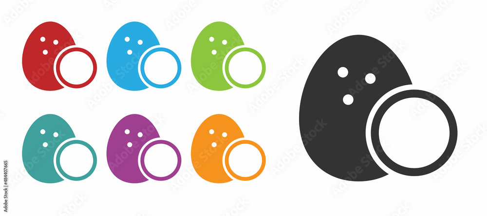 Black Coconut icon isolated on white background. Set icons colorful. Vector Black Coconut icon isolated on white background. Set icons colorful. Vector