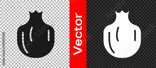 Black Pomegranate icon isolated on transparent background. Garnet fruit. Vector