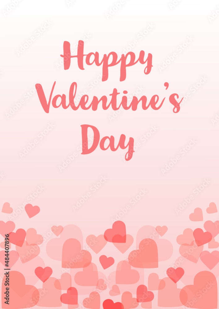 Valentines day card with pink hearts