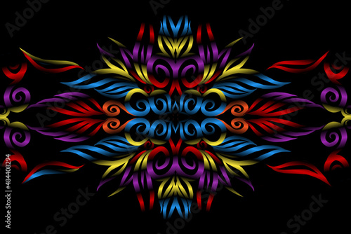 colourful caleidoscope classic gradient flower art pattern of traditional batik ethnic dayak ornament for wallpaper ads background sticker or clothing