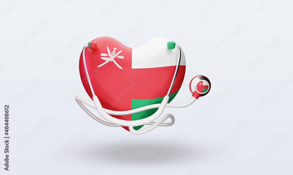 3d world health day Oman flag rendering front view Stock Illustration