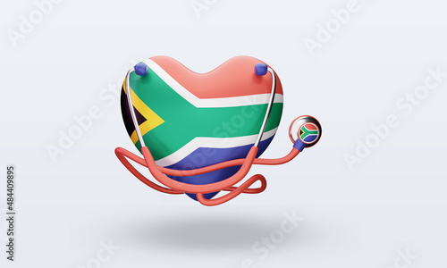 3d world health day South Africa flag rendering front view