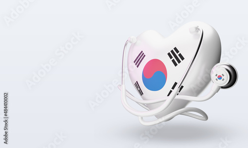 3d world health day South Korea flag rendering right view