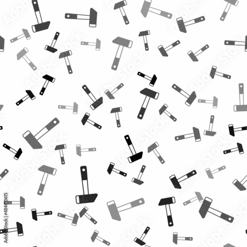 Black Hammer icon isolated seamless pattern on white background. Tool for repair. Vector