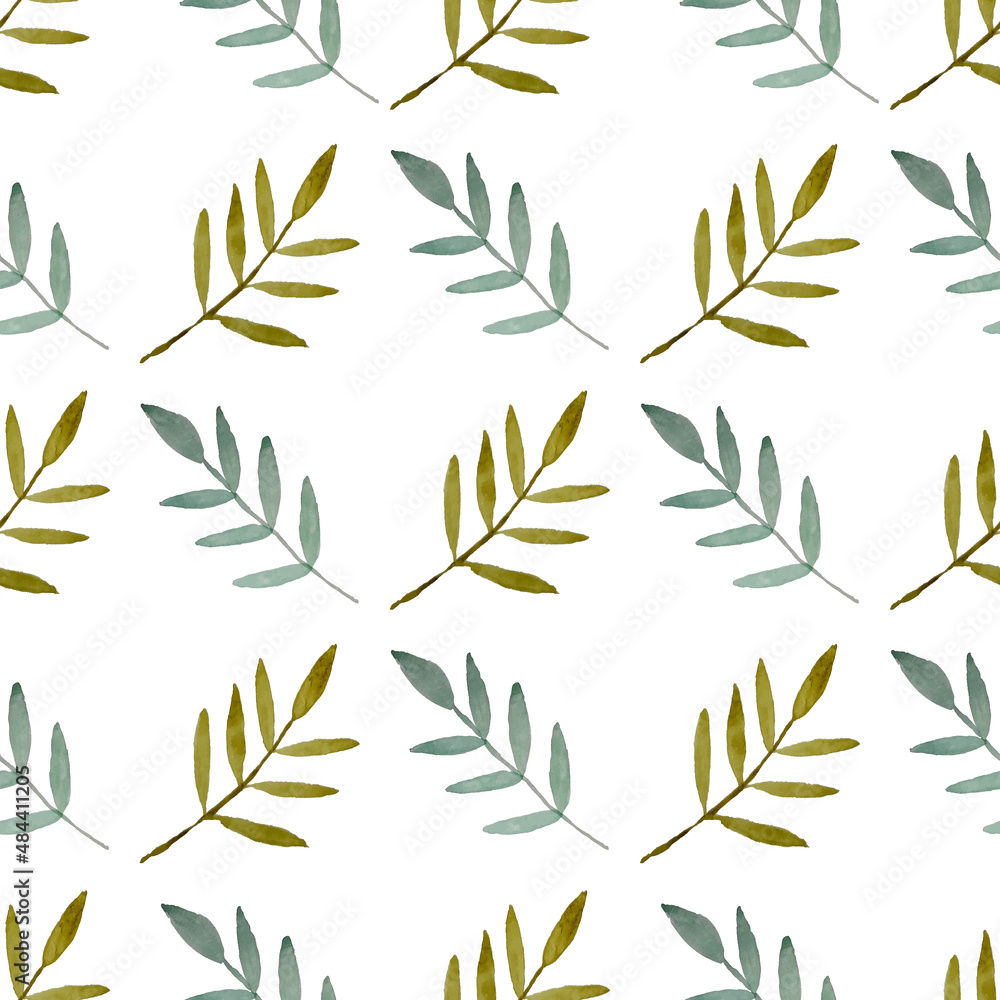 Watercolor leaf seamless pattern Watercolor leaf seamless pattern
