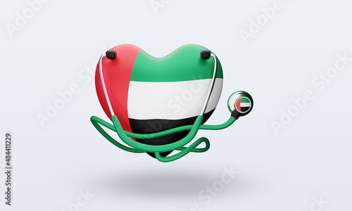 3d world health day United Arab Emirates flag rendering front view