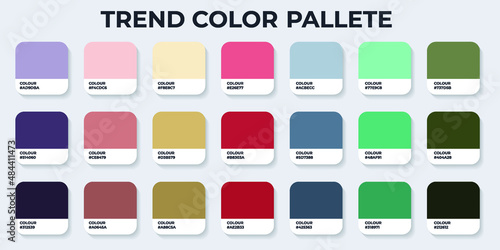 Color Pantone. Trend Colour Guide Palette Catalog Samples in RGB HEX. Neomorphism Vector. color palette for fashion designers, business, and paints colors company