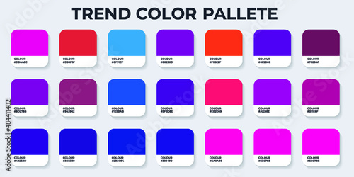 Color Pantone. Trend Colour Guide Palette Catalog Samples in RGB HEX. Neomorphism Vector. color palette for fashion designers, business, and paints colors company