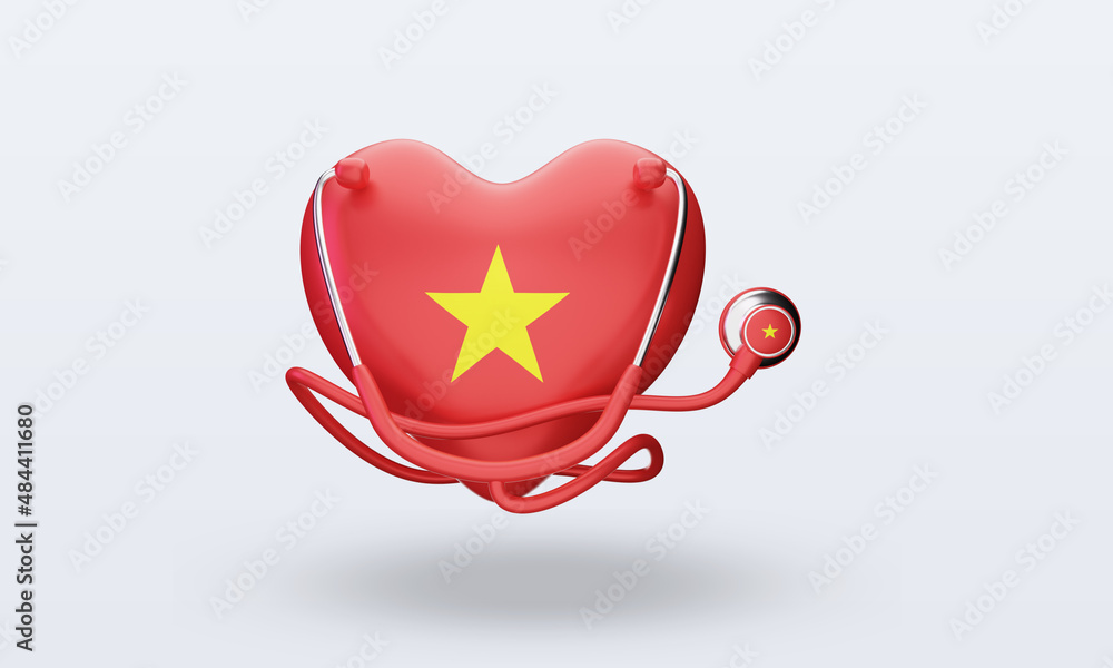 3d world health day Vietnam flag rendering front view 3d world health day Vietnam flag rendering front view