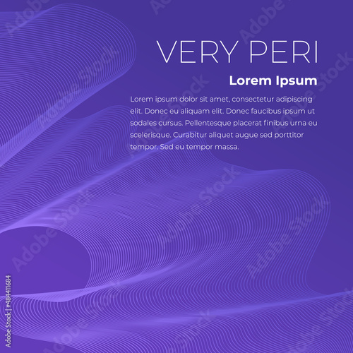 Fluid poster cover with modern very peri color of the year 2022. Violet and purple abstract geometrical template with blend shapes.