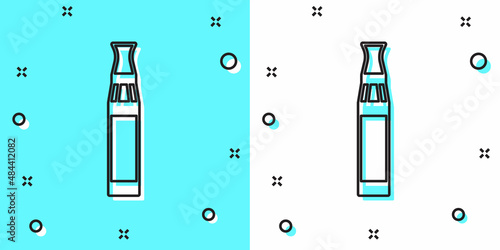 Black line Electronic cigarette icon isolated on green and white background. Vape smoking tool. Vaporizer Device. Random dynamic shapes. Vector