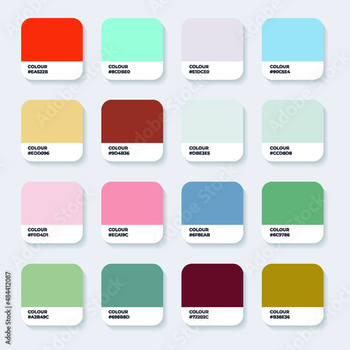 Color Pantone. Trend Colour Guide Palette Catalog Samples in RGB HEX. Neomorphism Vector. color palette for fashion designers, business, and paints colors company