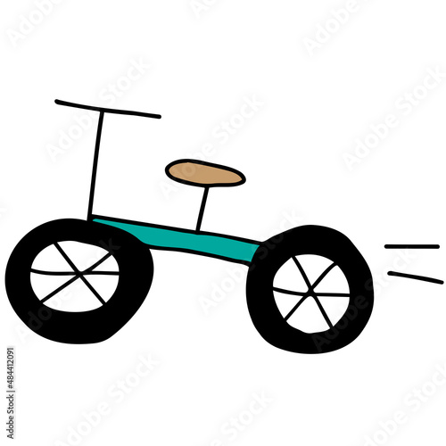 レトロな自転車のイラスト（走る）