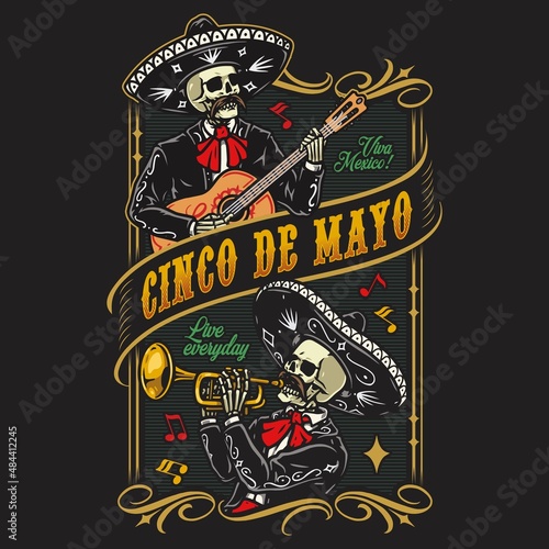 Mariachi performers playing musical instruments