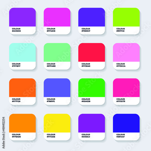 Color Pantone. Trend Colour Guide Palette Catalog Samples in RGB HEX. Neomorphism Vector. color palette for fashion designers, business, and paints colors company