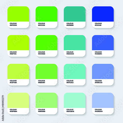 Color Pantone. Trend Colour Guide Palette Catalog Samples in RGB HEX. Neomorphism Vector. color palette for fashion designers, business, and paints colors company
