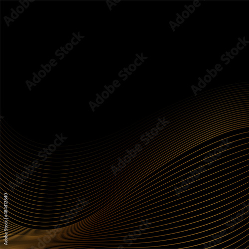 Golden wavy lines abstract minimal elegant vector background