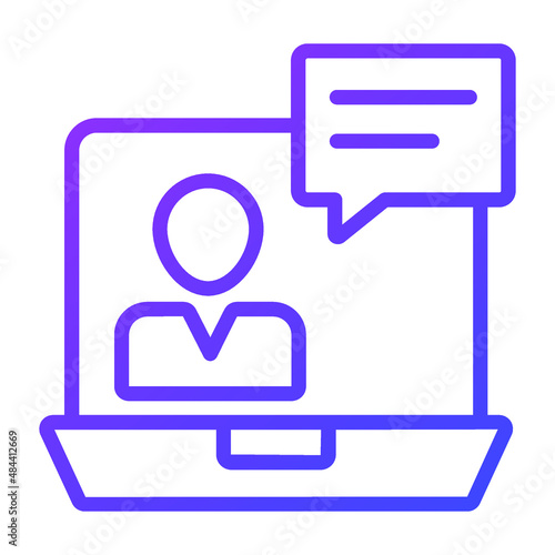 teleconference Icon. User interface Vector Illustration, As a Simple Vector Sign and Trendy Symbol in Line Art Style, for Design and Websites, or Mobile Apps,