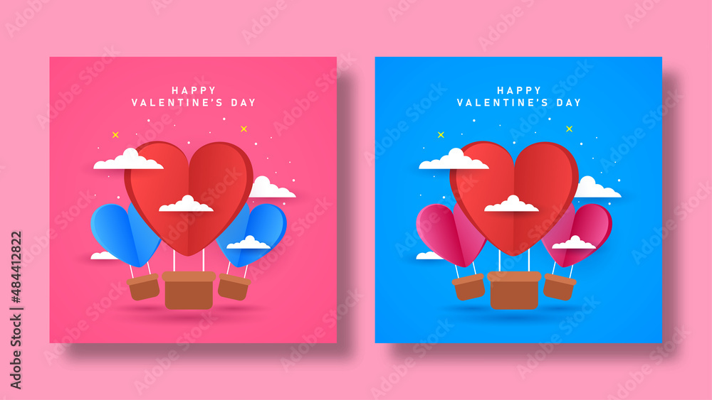 Fototapeta premium Valentine's Day sale banner with papercut style