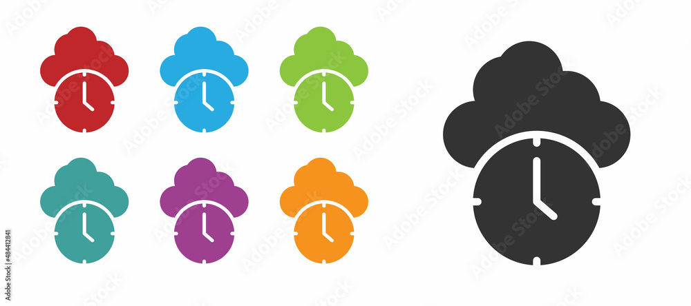 Black Clock icon isolated on white background. Time symbol. Set icons colorful. Vector Black Clock icon isolated on white background. Time symbol. Set icons colorful. Vector