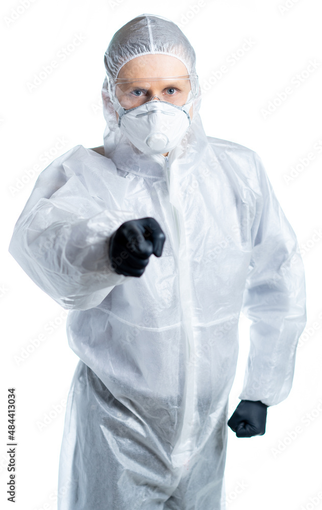 laboratory assistant, doctor, specialist points a finger at us. responsible for the spread of the virus on each of us. stay at home. stop the epidemic. recovery. isolated laboratory assistant, doctor, specialist points a finger at us. responsible for the spread of the virus on each of us. stay at home. stop the epidemic. recovery. isolated