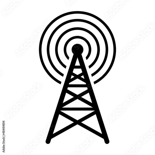Radio tower icon. Outline vector illustration isolated on white background.