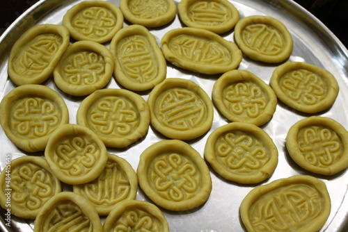 Fototapeta Uncooked mongolian traditional boov biscuits