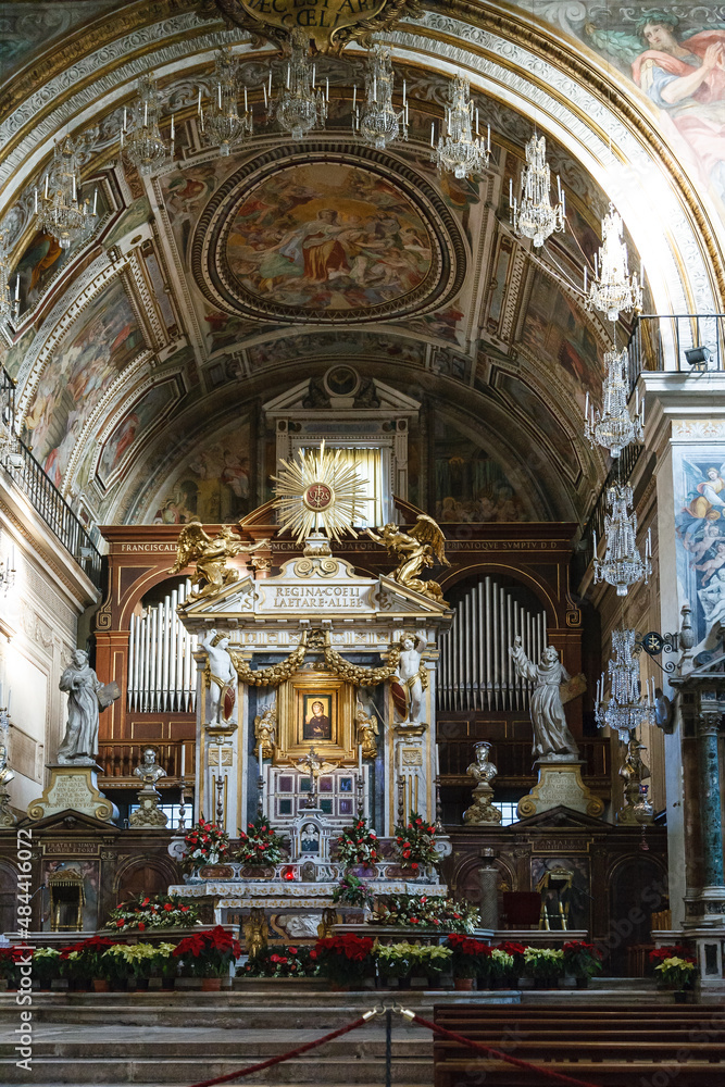 Ornate alter in church, Rome, Italy