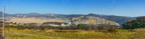 Panorama of the open-pit with mullock hill behind, Bor, Serbia