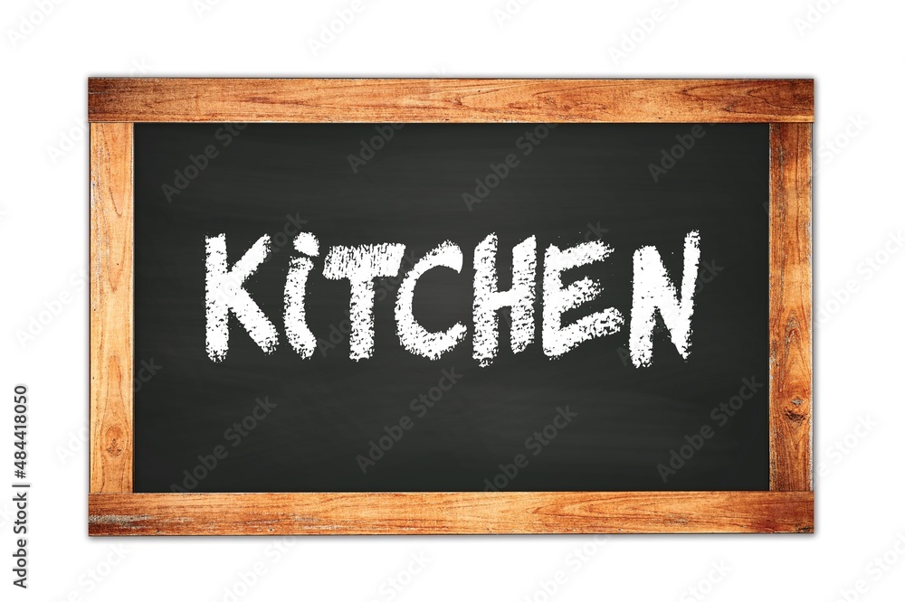 Fototapeta premium KITCHEN text written on wooden frame school blackboard.