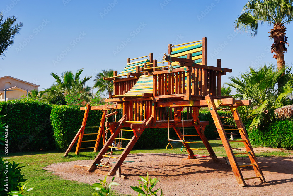 Playground with sand to develop and relax children. Playground with sand to develop and relax children.