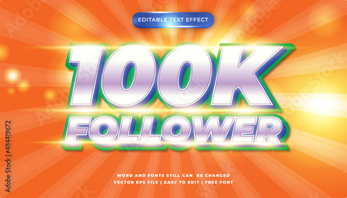 100k followers editable text effect 3d