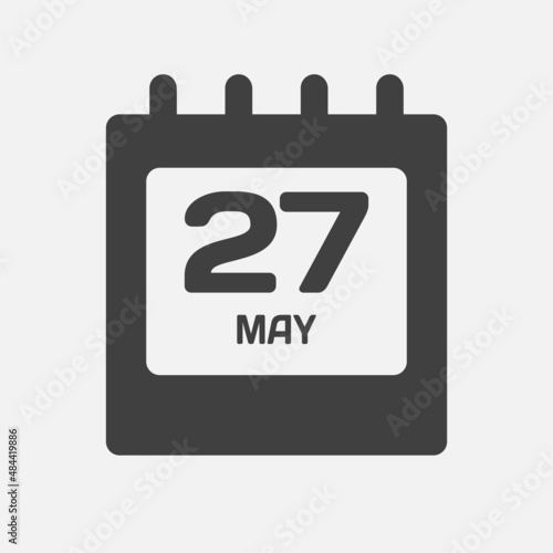 Icon day date 27 May, template calendar page