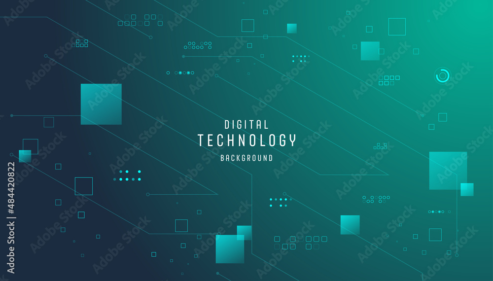 Technology connection digital data abstract background. Simple futuristic modern green background.