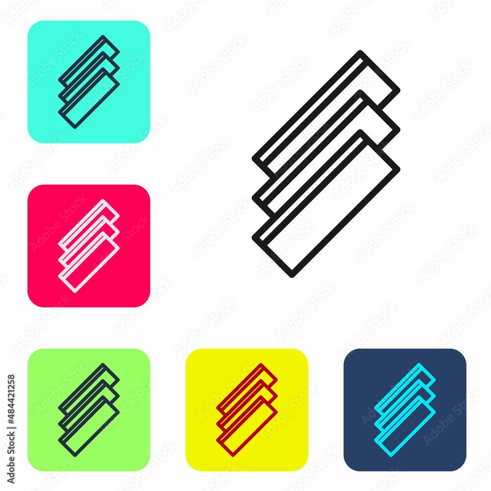 Black line Cigarette rolling papers pack icon isolated on white background. Set icons in color square buttons. Vector Black line Cigarette rolling papers pack icon isolated on white background. Set icons in color square buttons. Vector