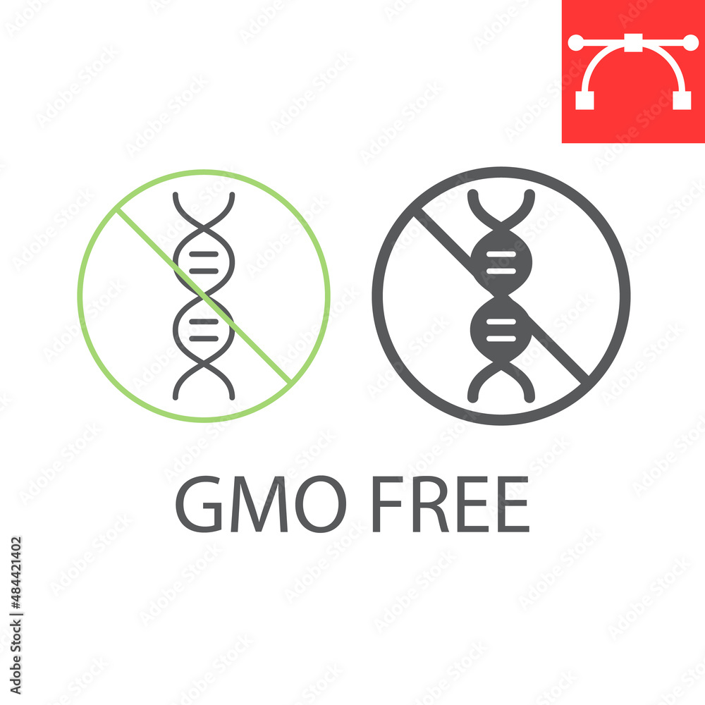 Fototapeta premium GMO free line and glyph icon, healthy and organic, DNA vector icon, vector graphics, editable stroke outline sign, eps 10.