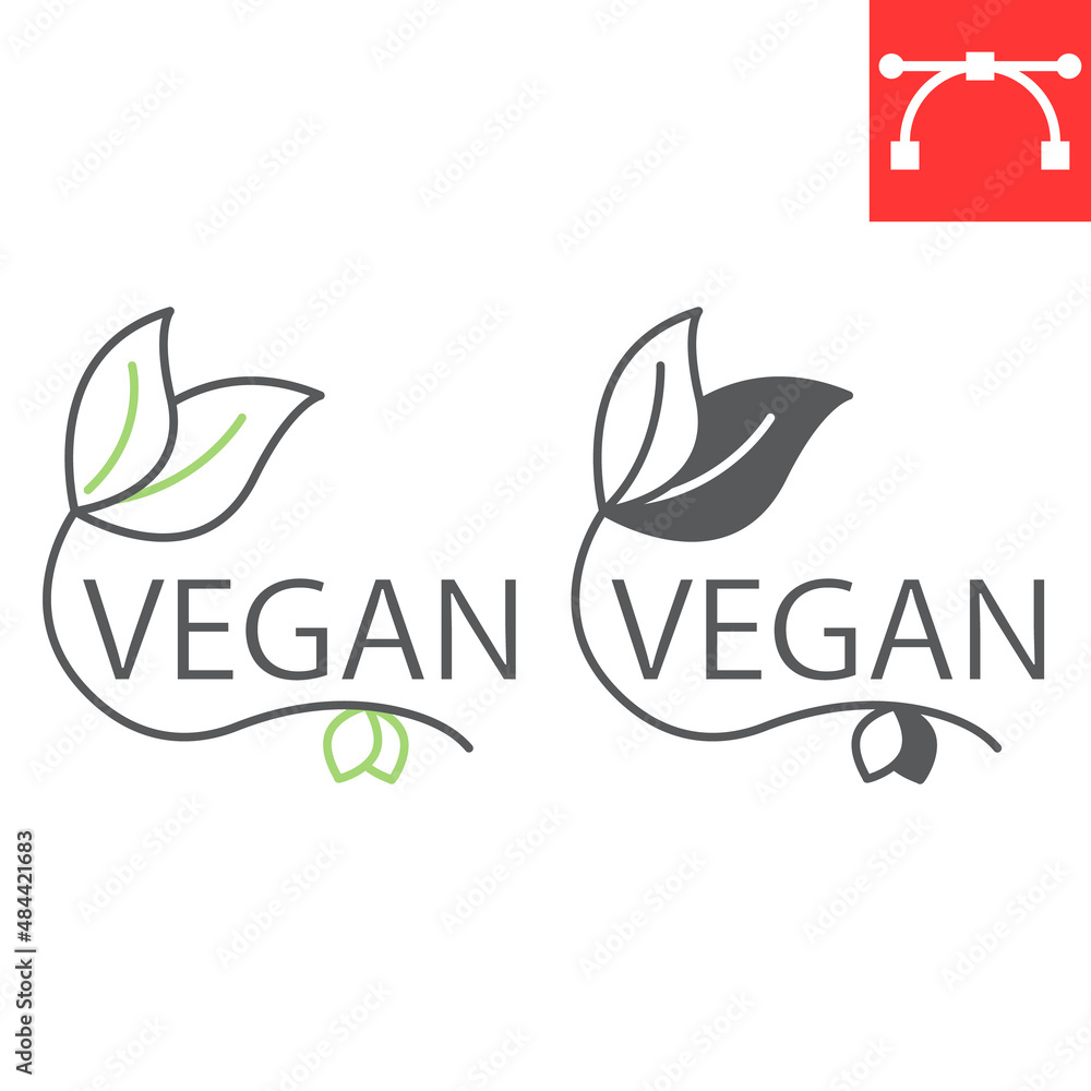 Obraz premium Vegan line and glyph icon, healthy and eco friendly, vegetarian vector icon, vector graphics, editable stroke outline sign, eps 10.