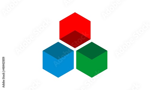 triple cube vector icon