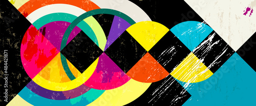 abstract circle background, geometric design, grungy, artwork, space for text