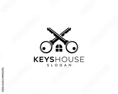 Abstract key house logo design, window, key house, home vector logo design