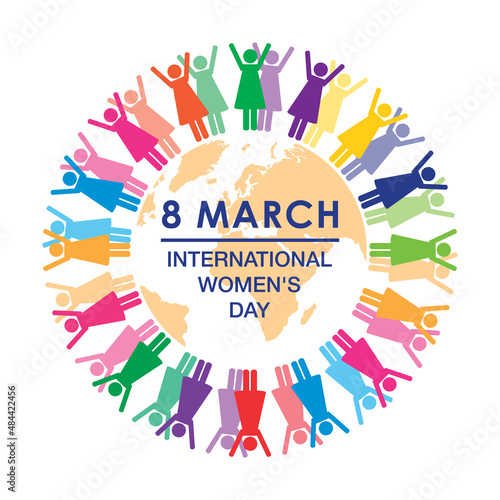 women in differnet colors around the world pictogram
